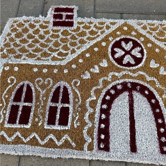 Palm Fire gingerbread house Christmas door mat - Picture 4 of 5
